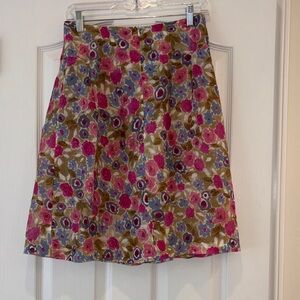 Floral A-Line Skirt in Pink and Tan